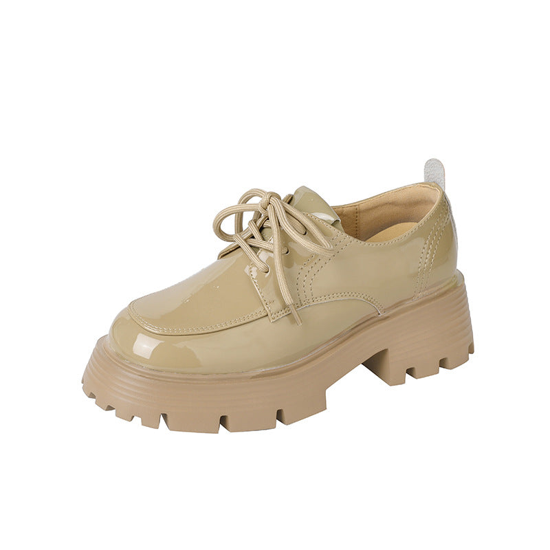Women's College Style Thick-soled Patent Small Loafers