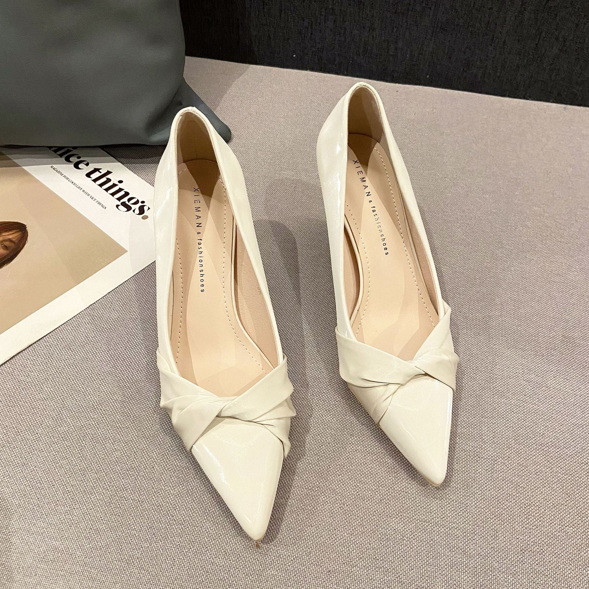 Women's Solid Color Low Top Pointed Stiletto Women's Shoes