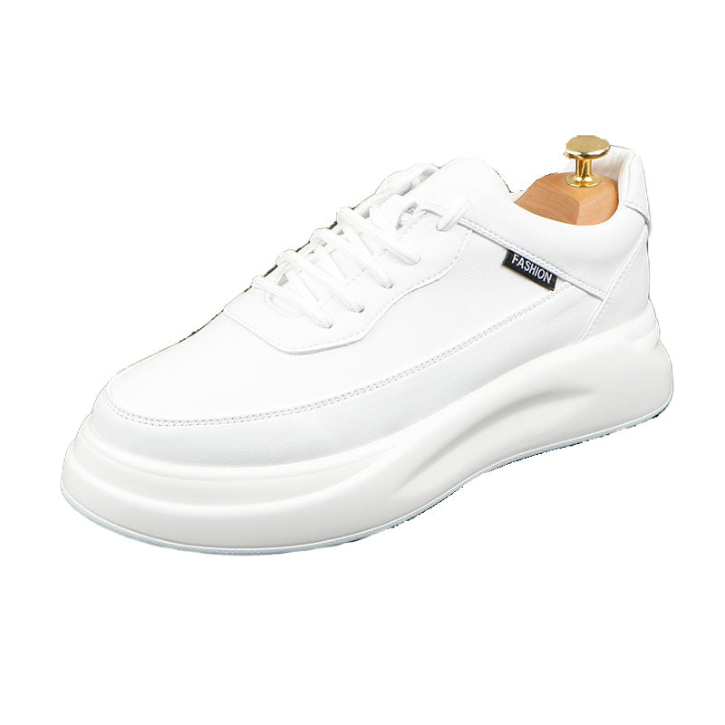 Men's Thick-soled Spring Height Increasing Insole White Casual Shoes