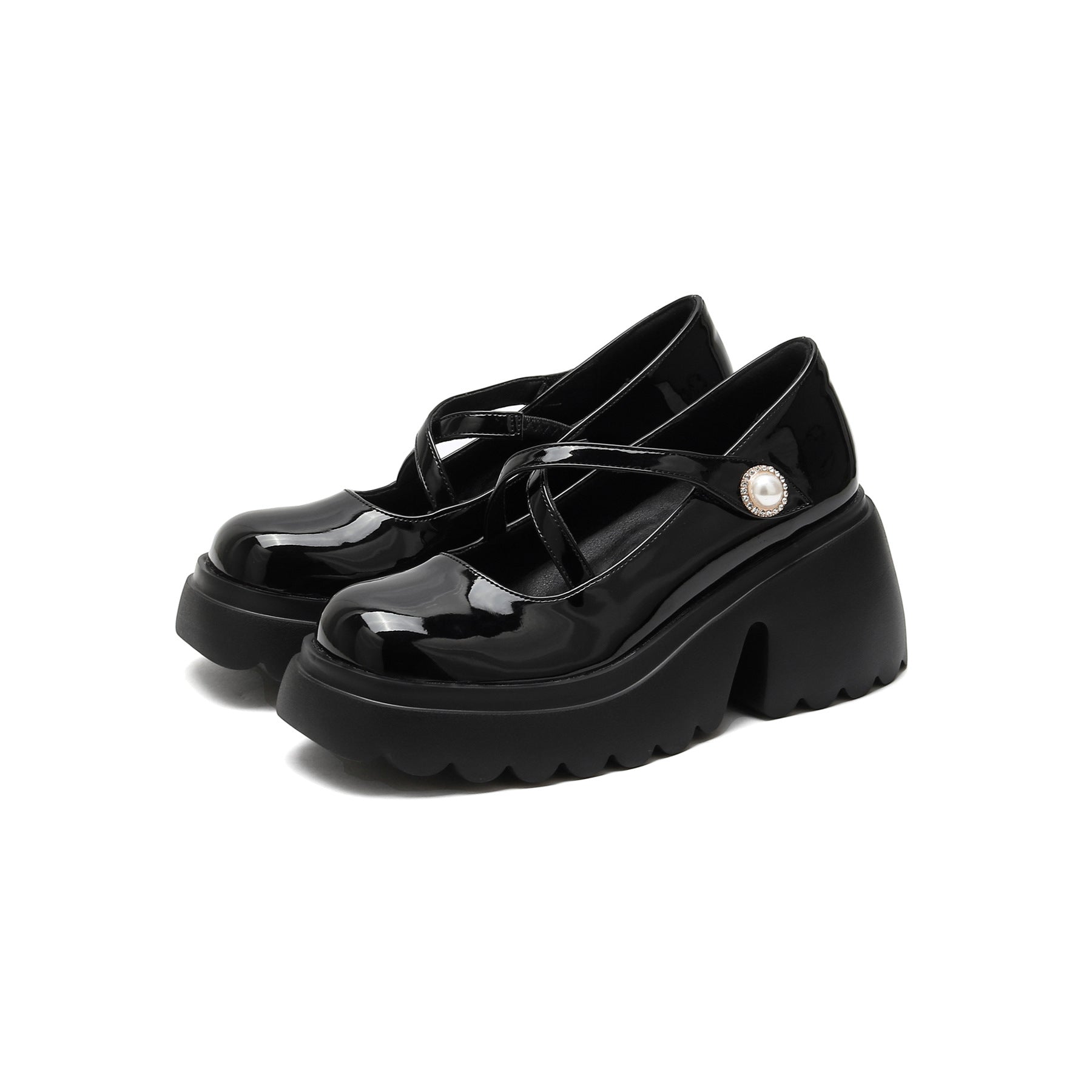 Damen Mary Jane Uniform Pumps, höhenverstärkende Damenschuhe