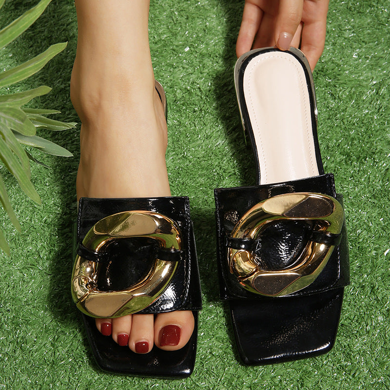 Buckle Chunky Female Summer Square Head Sandals