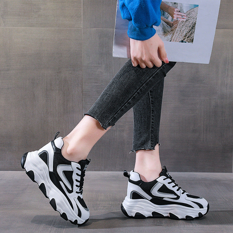 Women's Dad Fashionable Spring Platform Height Increasing Sneakers