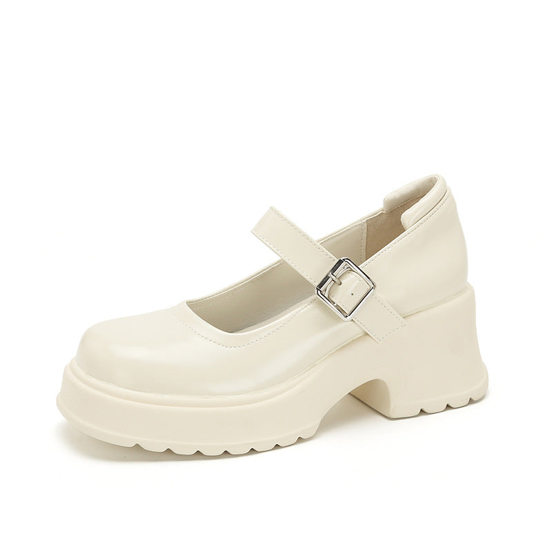 Mocassins épais Mary Jane Summer High Small White pour femmes et hommes de style français