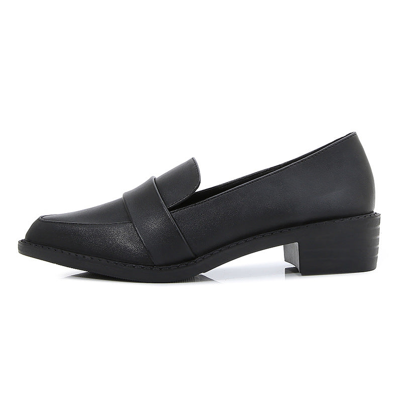 Women's Tang Jing Pumps Professional Black British Leather Shoes