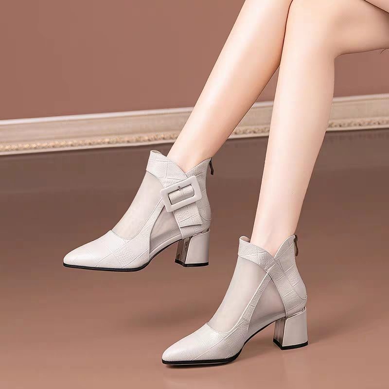 Unique Women's Chunky Mid Summer Pointed-toe Boots