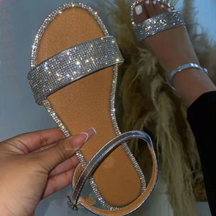 Women's Trendy Innovative Summer Rhinestone Flat Sandals