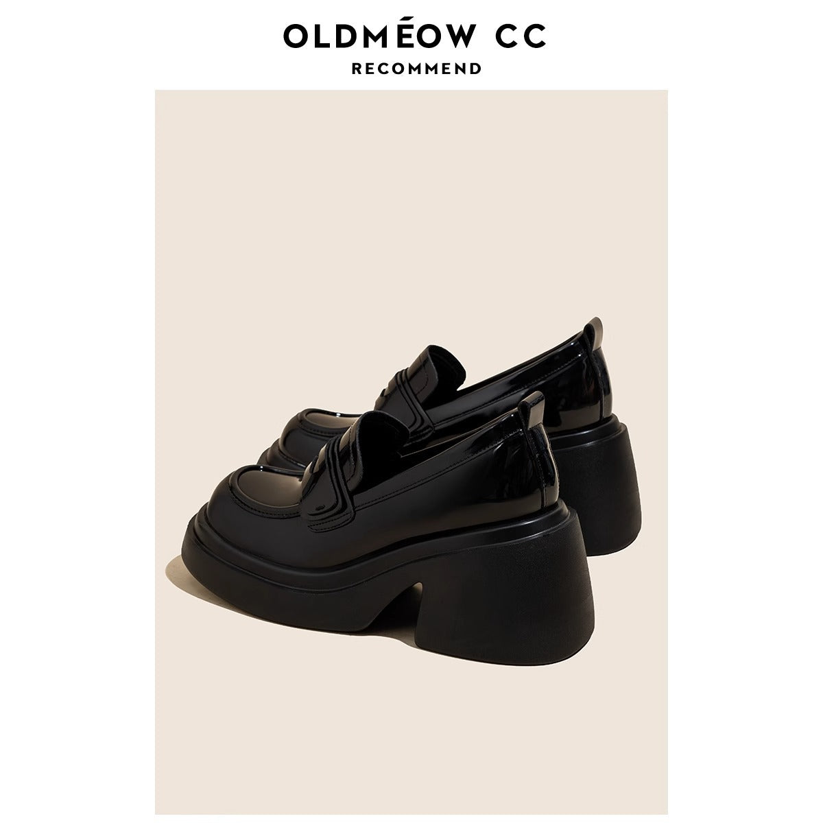 Old Shop – Schwarze, hohe, kleine britische Loafer für Damen