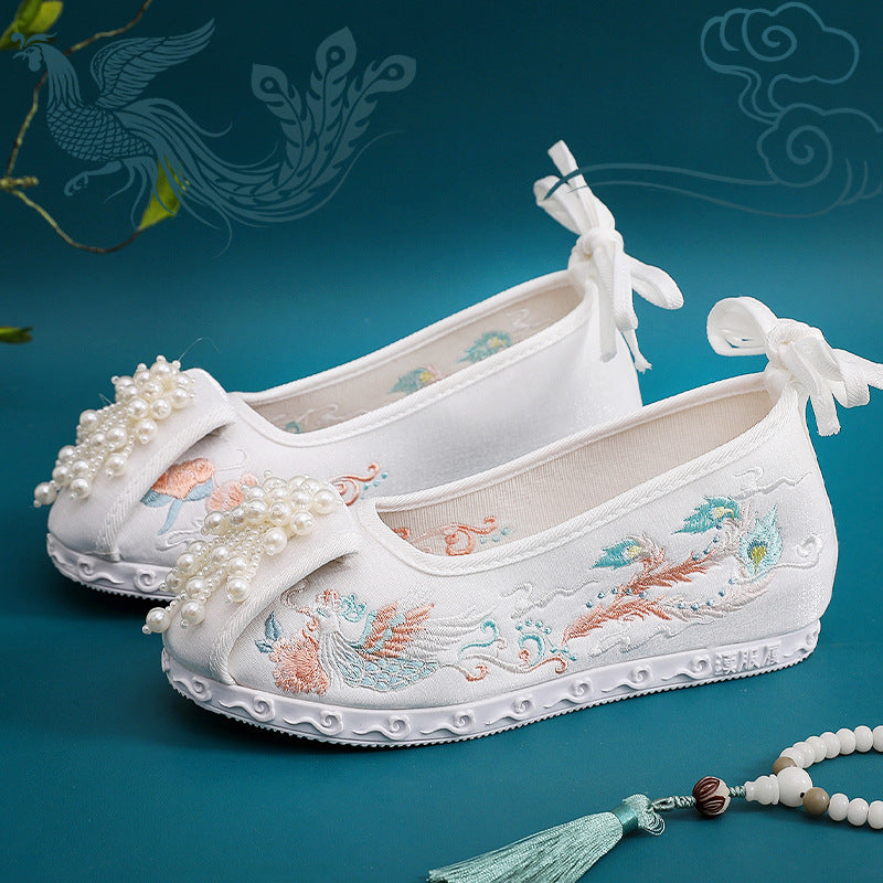 Chaussures en toile brodée de perles Bride Xiuhe pour femmes