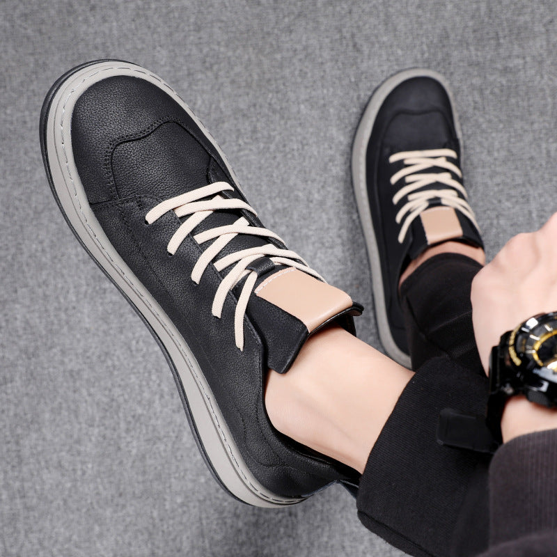 Chaussures en cuir rétro noir tout match de la mode coréenne pour hommes