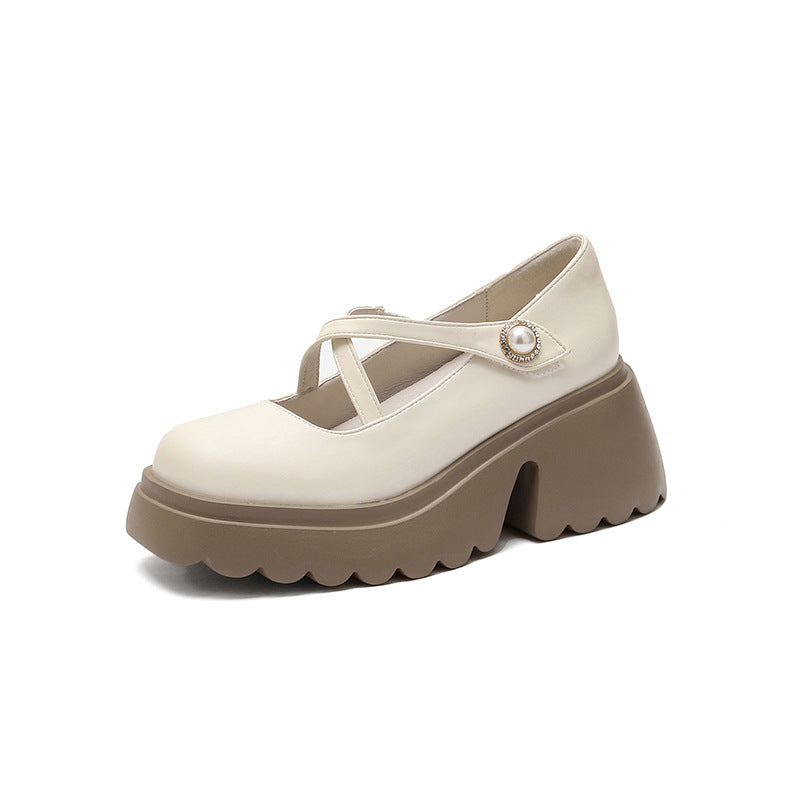 Damen Mary Jane Uniform Pumps, höhenverstärkende Damenschuhe