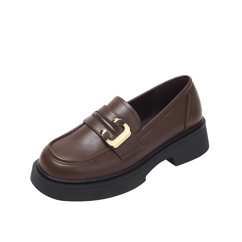 Weiche Loafer im britischen Stil für Damen mit Federdesign und dicker Sohle