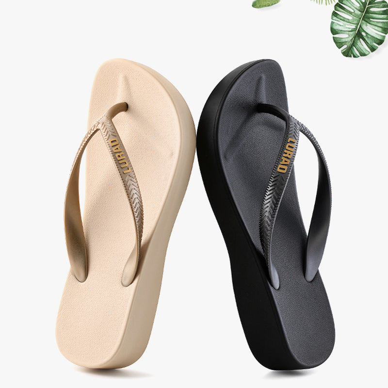 Women's Summer Wedge Flip-flops Outer Wear Thick Flip Flops