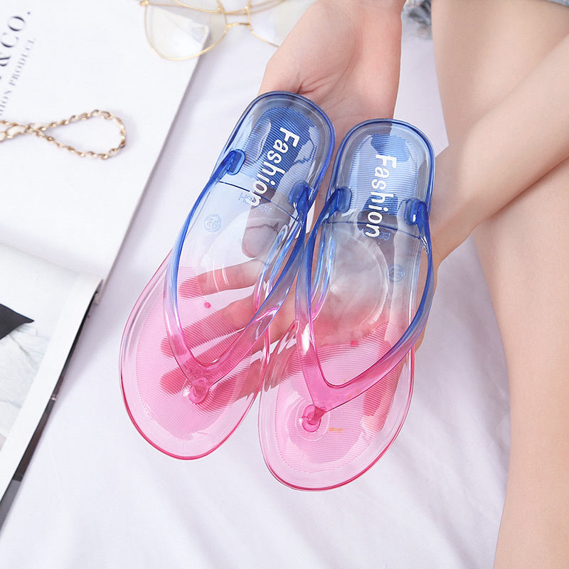 Women's Crystal Jelly Transparent Summer Fashion Outerwear Slippers