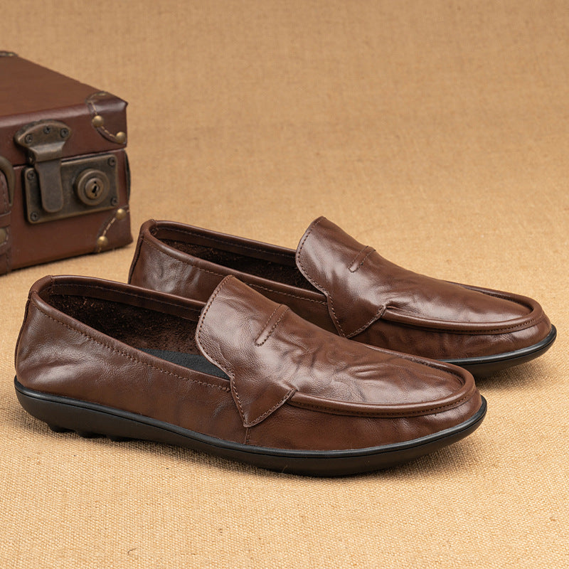 Chaussures en cuir britannique à la mode en cuir de vachette pour hommes