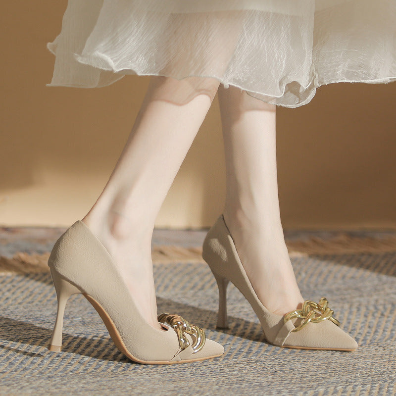 Women's Single-layer Design Sense Niche Nude French Stiletto Women's Shoes