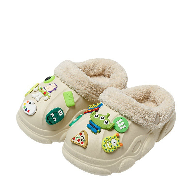 Damen &amp; Kinder Badeschuhe Leichte Baumwolle Loch Home Winter Kinderschuhe