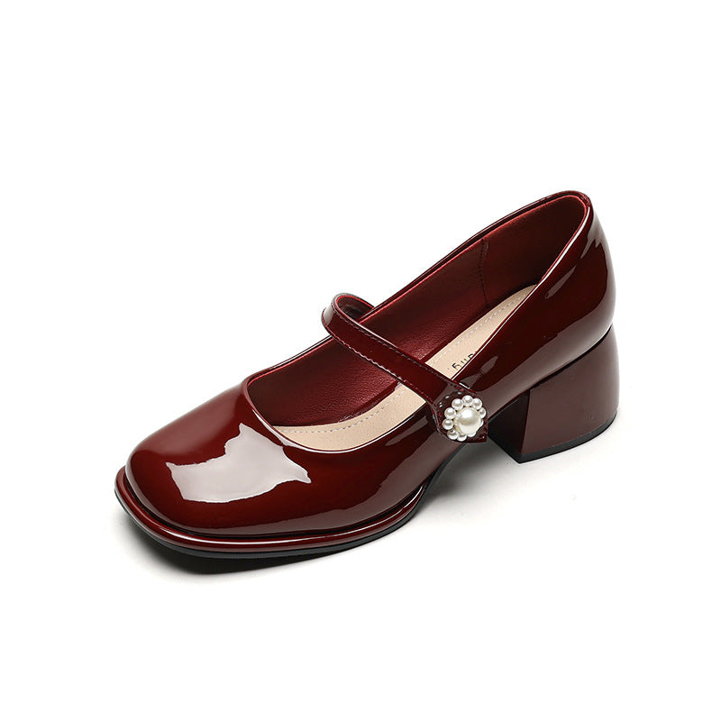 Damen-Schuhe mit quadratischer Zehenpartie und französischem Vintage-Wort für Herren