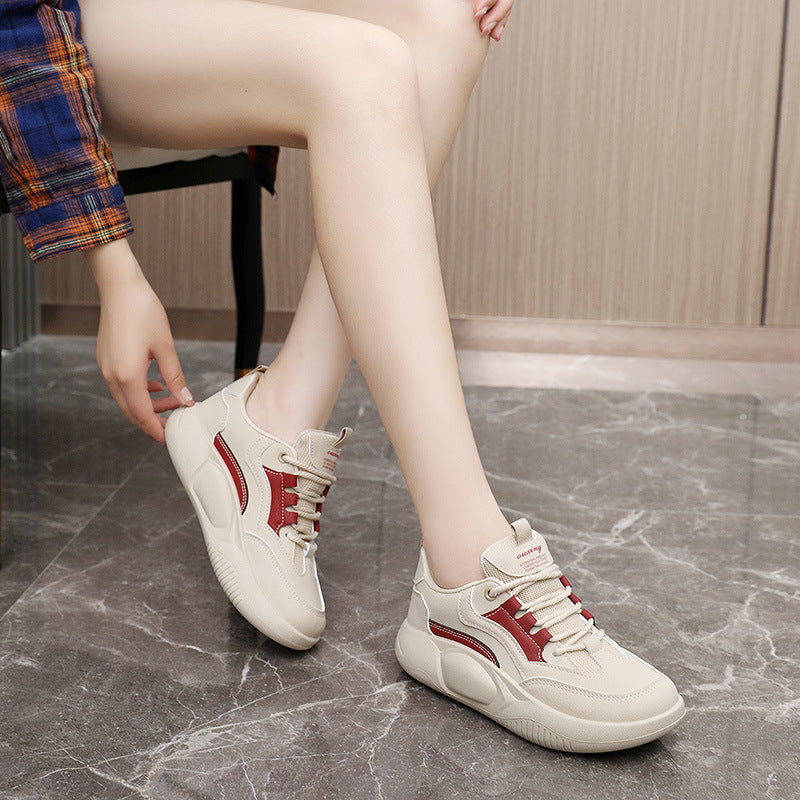 Women's White Stitching Summer Breathable Raise The Sneakers