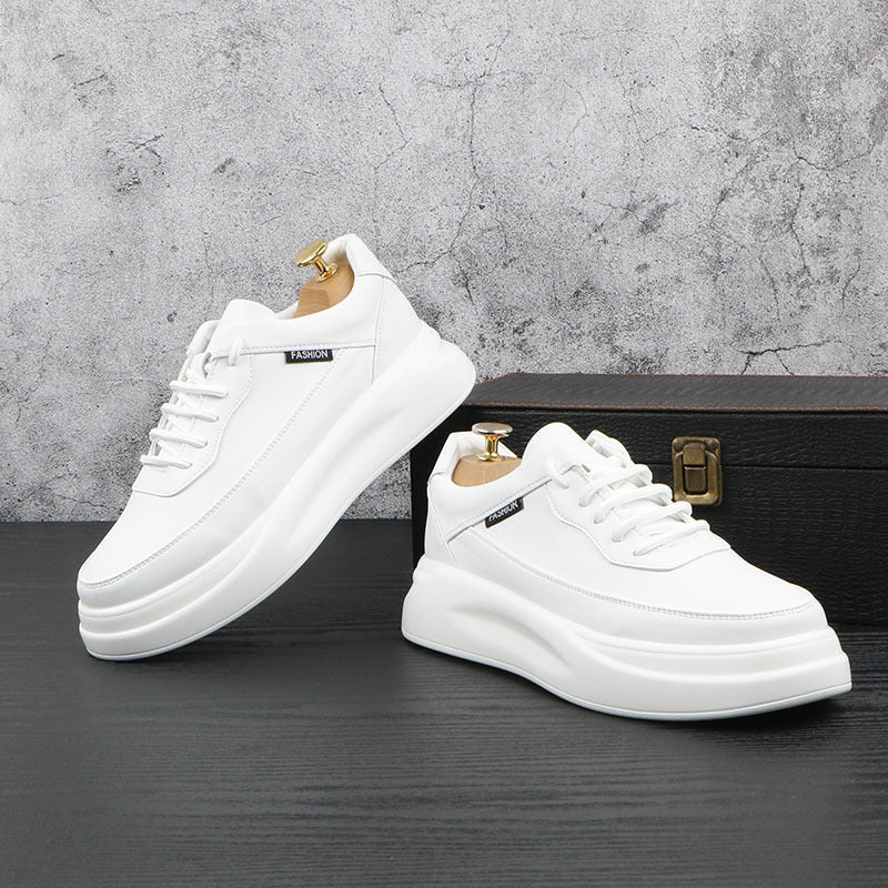 Men's Thick-soled Spring Height Increasing Insole White Casual Shoes