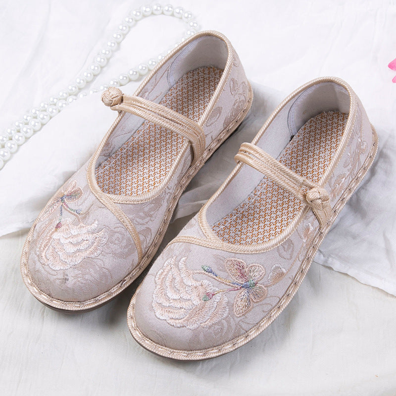 Zapatos de lona de estilo étnico Hanfu bordados hechos a la moda para mujer