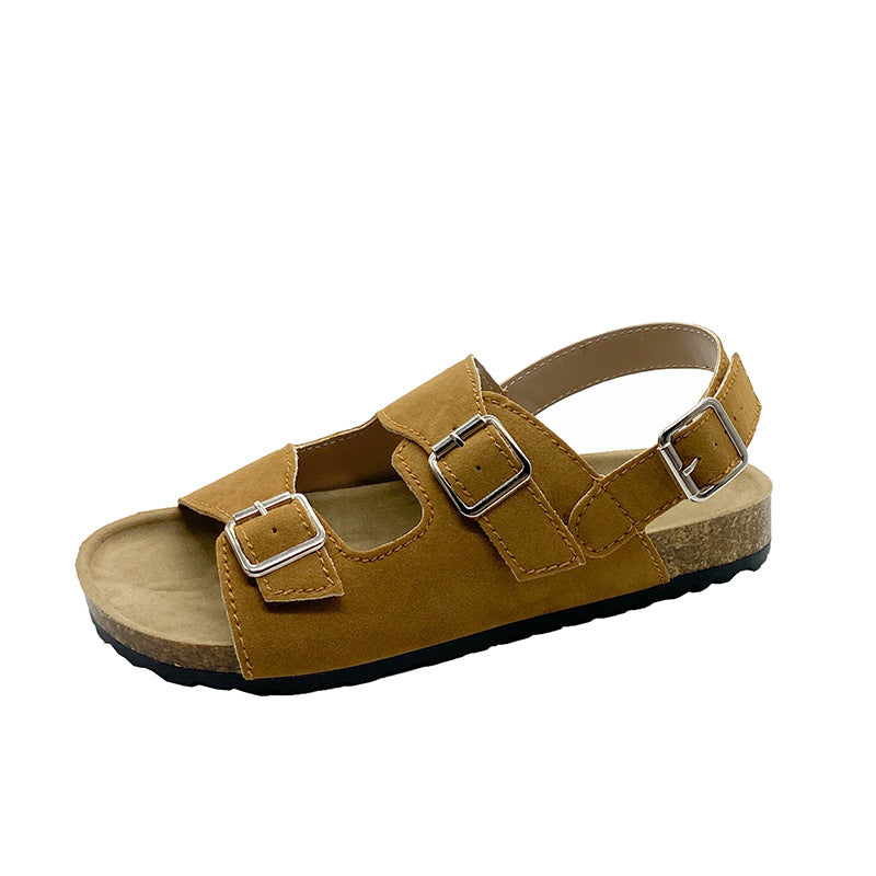 Women's Sports Style High-grade Retro Buckle Solid Color Sandals