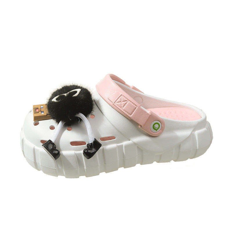 Women's Summer Thick-soled Cartoon Cute Beach Two-way Closed Women's Shoes