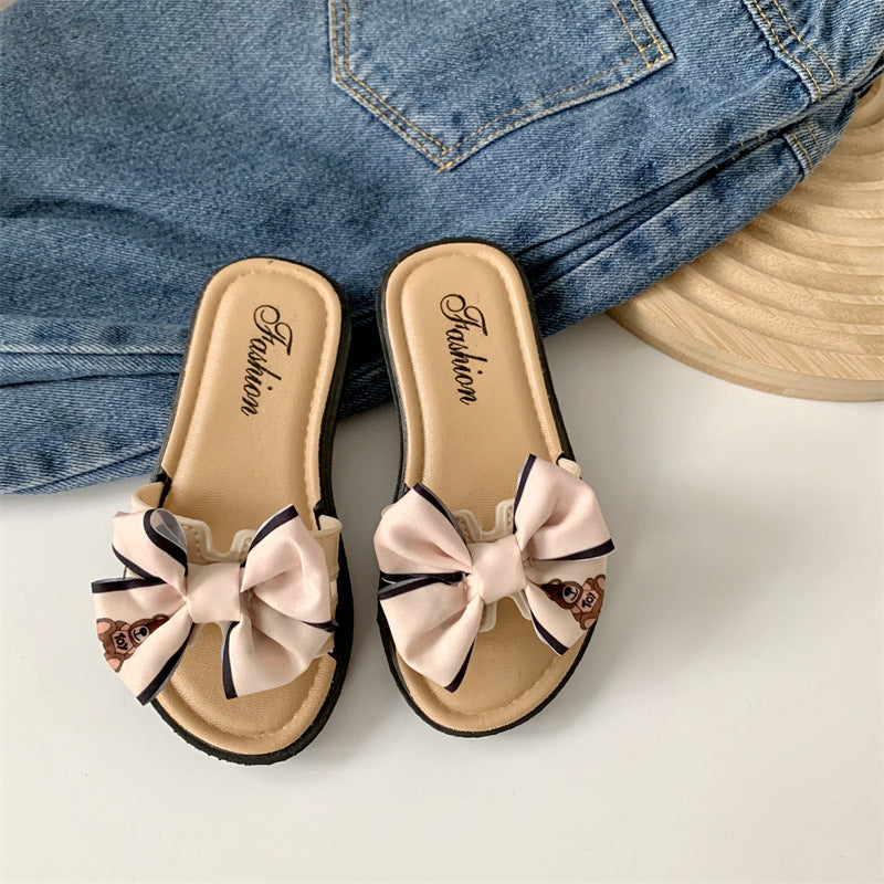 Kinder Sommer Bär Bowknot Indoor Outdoor Weiche Sandalen