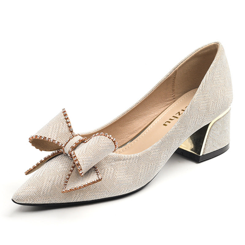 Women's Chunky High Pointed Toe Pumps Casual Shoes