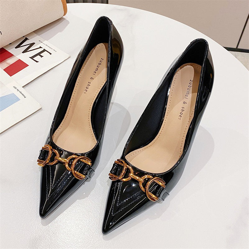 Damen Pumps mit Schnalle, elegant, spitz, Stiletto, Übergröße, Damenschuhe