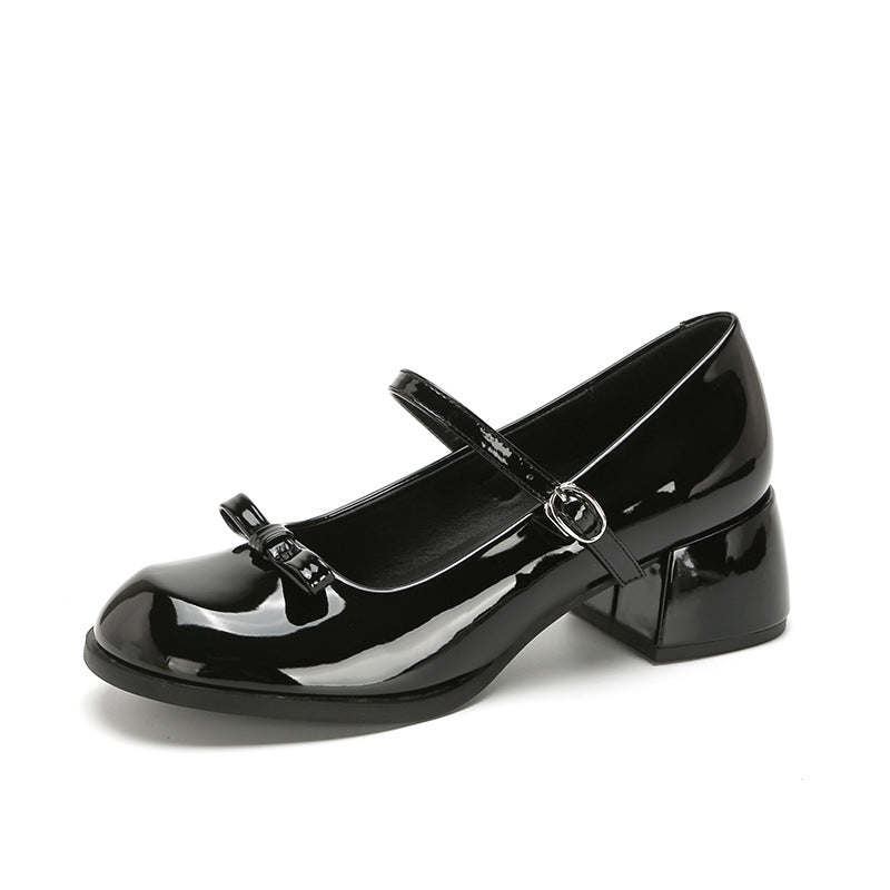 Stil Echte Mary Jane Pumps Weibliche Square Toe Heels