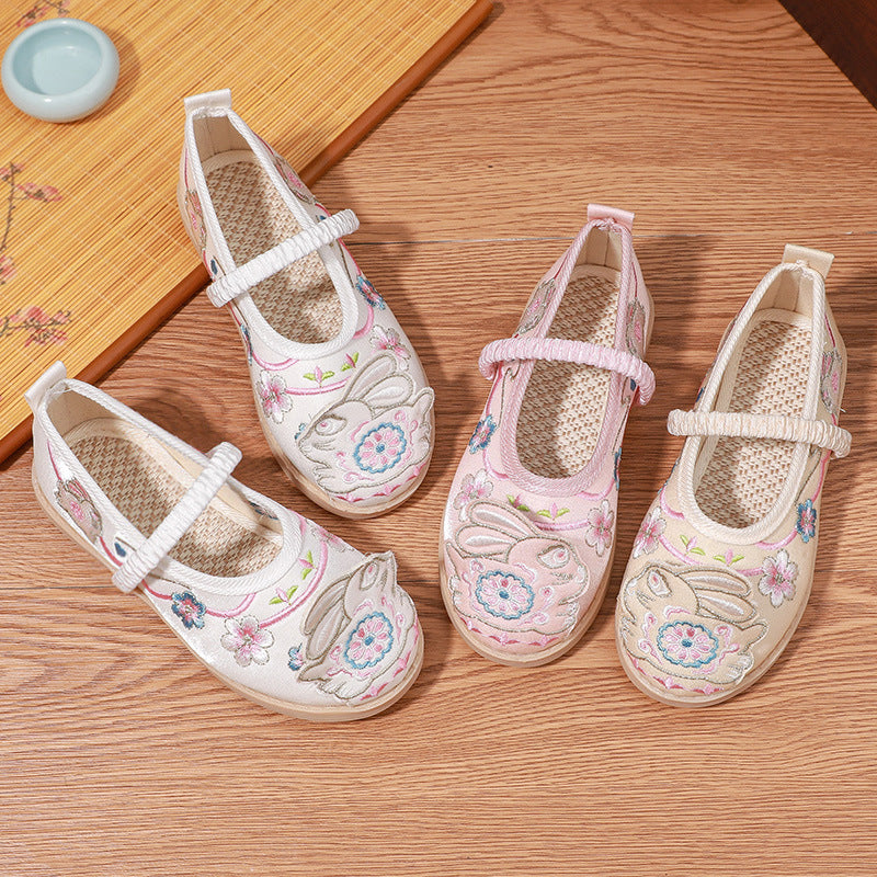 Children's Ancient Costume Embroidered Style Old Cloth Kid's Shoes