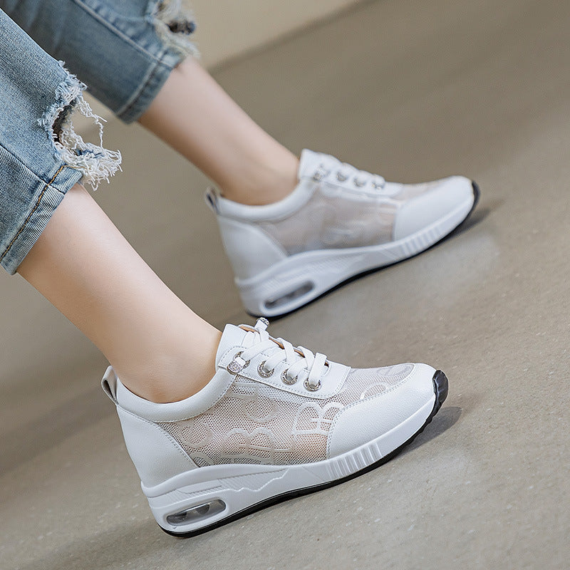 Women's White All-match Summer Mesh Breathable Platform Casual Shoes
