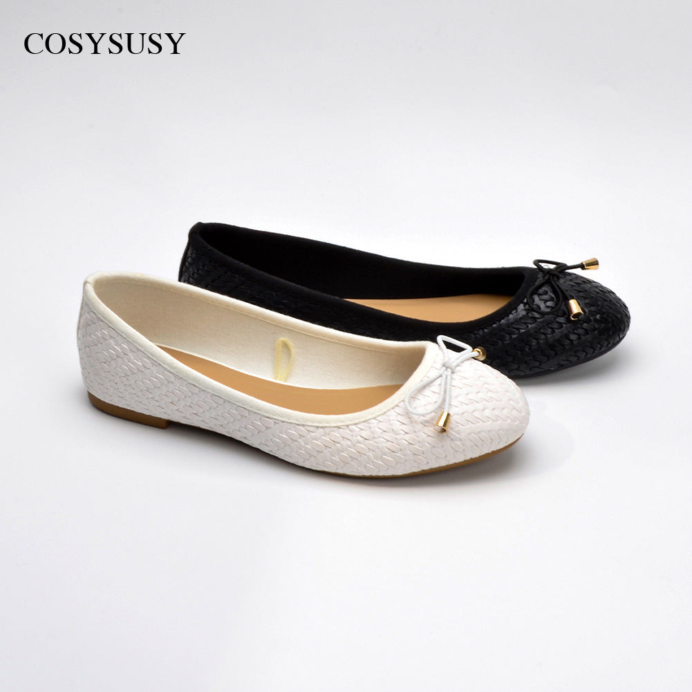 Women's Round Toe Single-layer Flat Pumps Low Casual Shoes