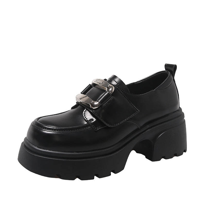 Metal Buckle Muffin Platform Female British Loafers