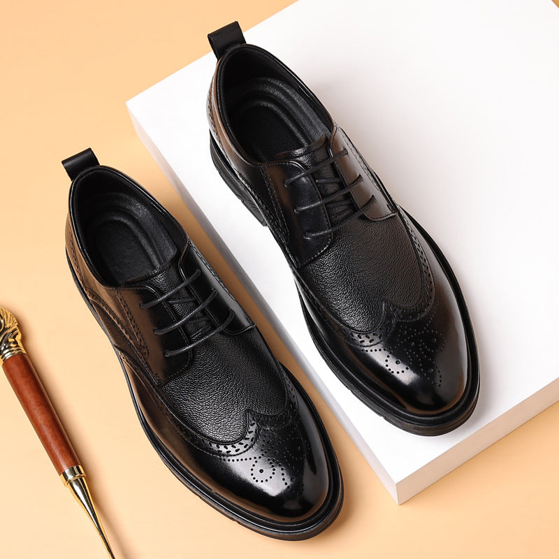 Chaussures en cuir richelieu de la mode britannique pour hommes d'affaires authentiques