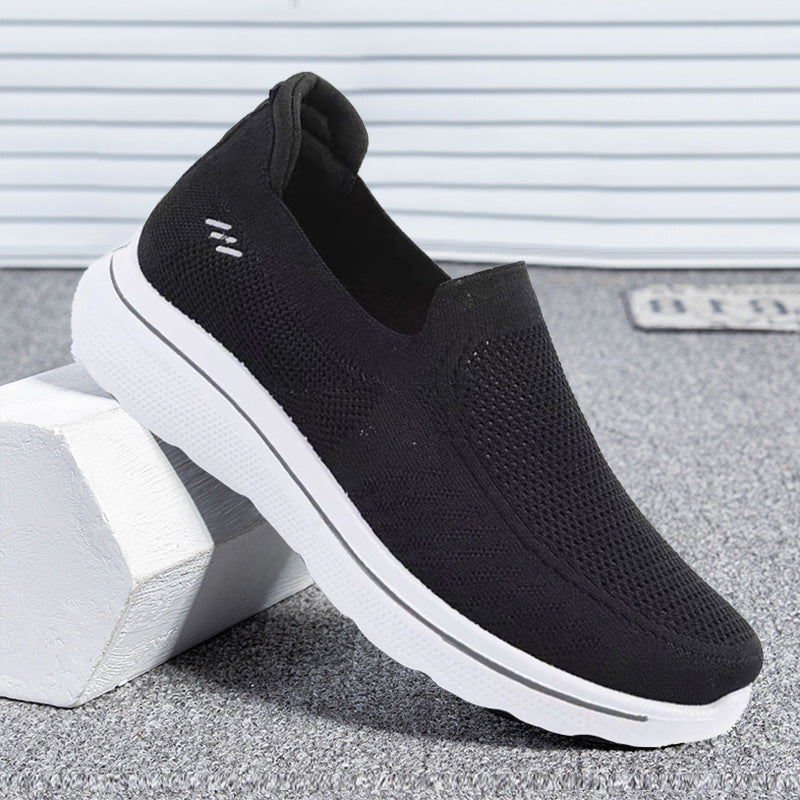 Men's Large Size Flying Woven Breathable Lightweight Slip-on Sneakers