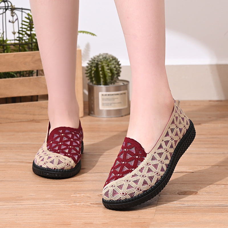 Cloth Round Toe Low-cut Slip-on Mom Casual Shoes