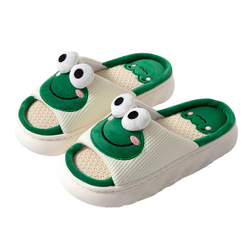 Women's & Men's Four Cute Frog Home Linen And Slippers