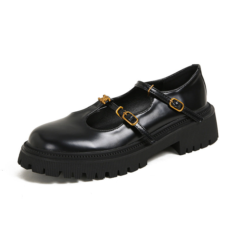 Thick Bottom Versatile Single-layer Buckle Slimming Mary Loafers