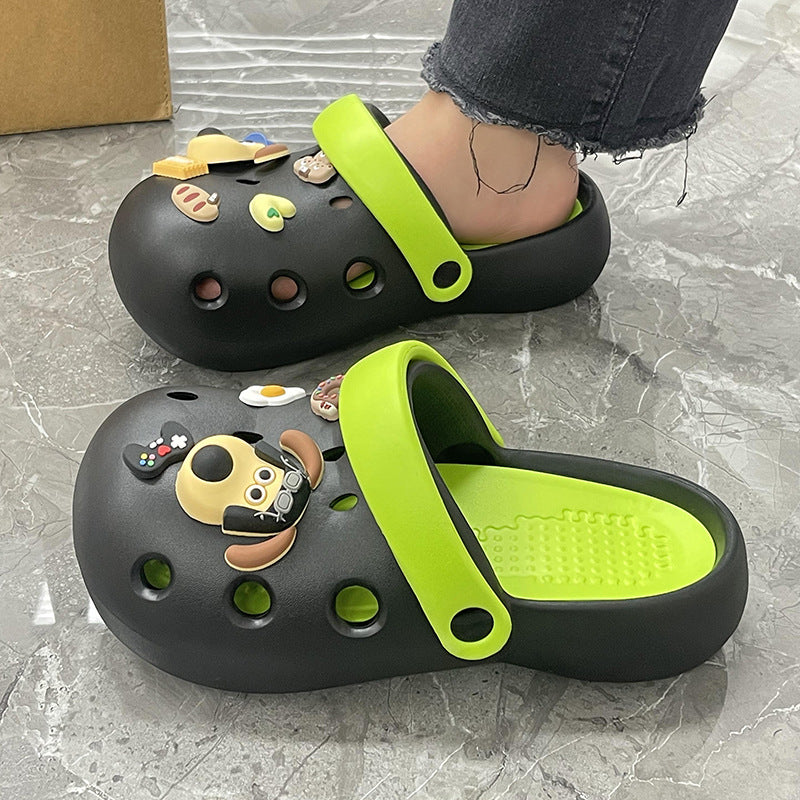 Chaussures pour femmes fermées à semelle épaisse avec motif de chien mignon de dessin animé