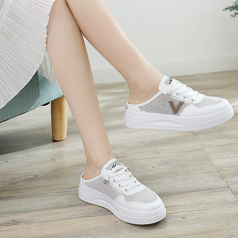 Women's Height Increasing Insole Platform White Sandals