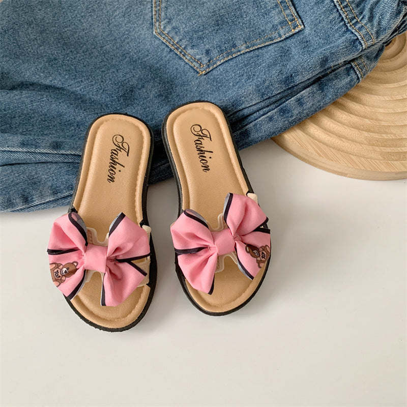 Kinder Sommer Bär Bowknot Indoor Outdoor Weiche Sandalen