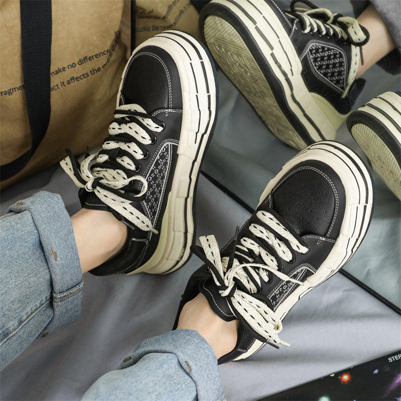 Baskets à plateforme noires pour femmes et hommes, style irrégulier et rehaussant