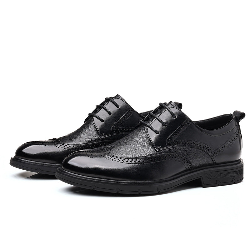 Zapatos de cuero de moda británica formales de negocios genuinos para hombres
