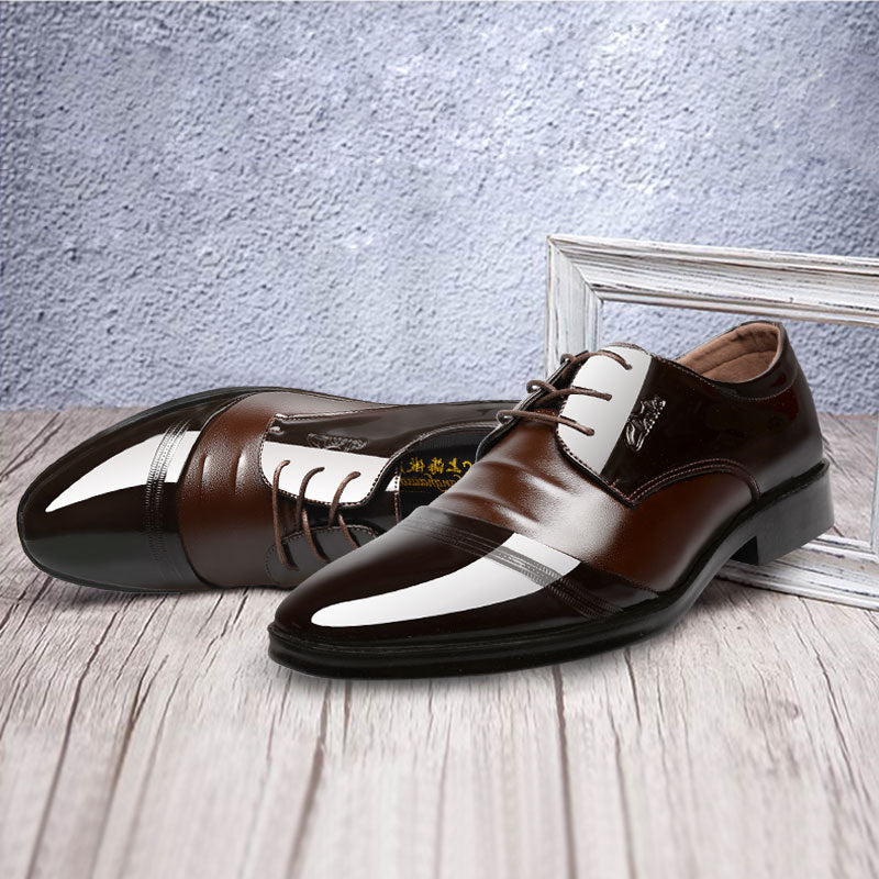 Men's Male Youth Pointed Glossy Business Leather Shoes