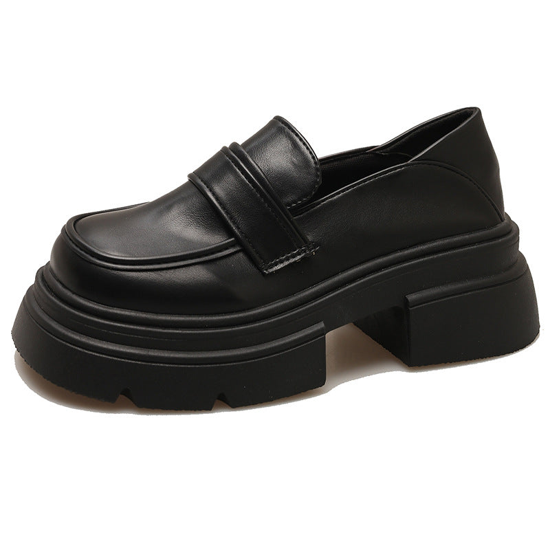 Schwarze Mary-Loafer mit Plateausohle für Damen im Herbst-Retro-Stil