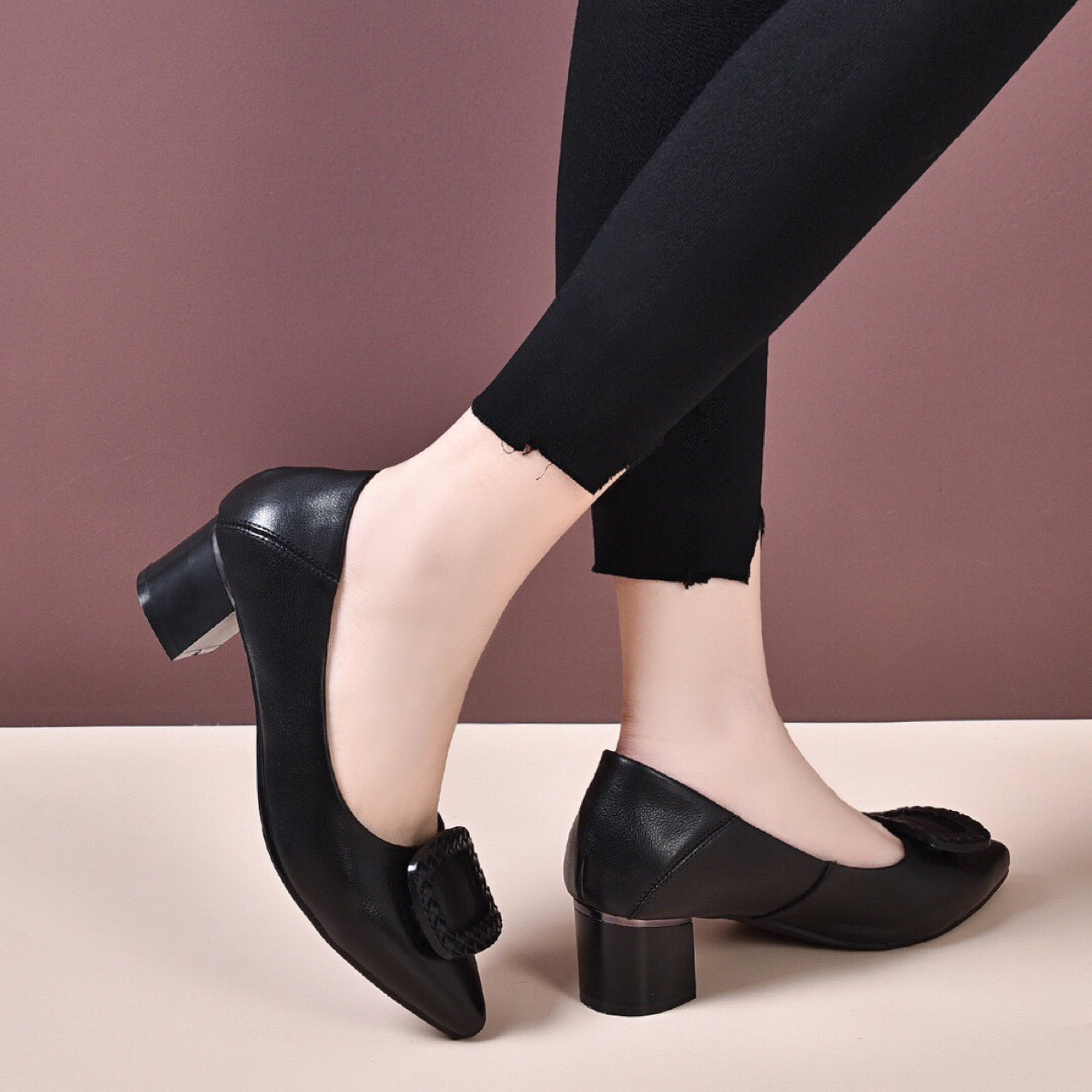 Women's Pointed Toe Shallow Mouth Mid Soft Women's Shoes