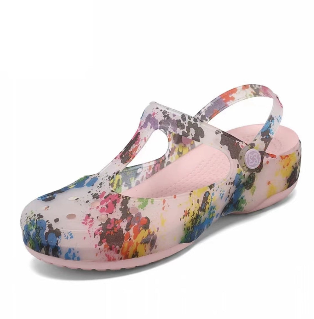 Women's Trendy Art Design Jelly Beach Hole Women's Shoes