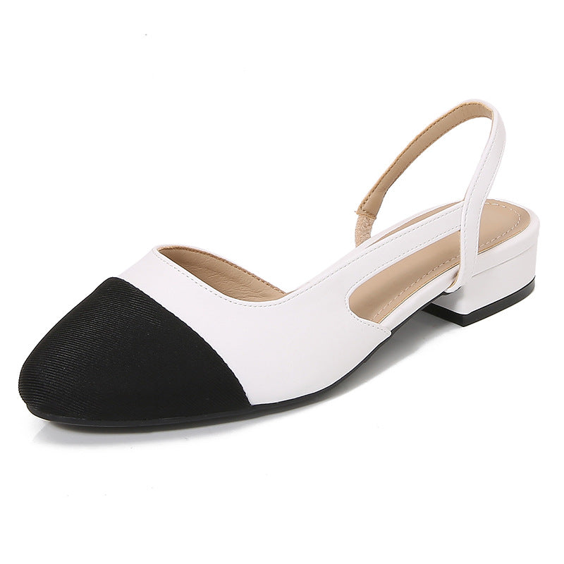Women's Strap Closed Toe Square French Low Sandals