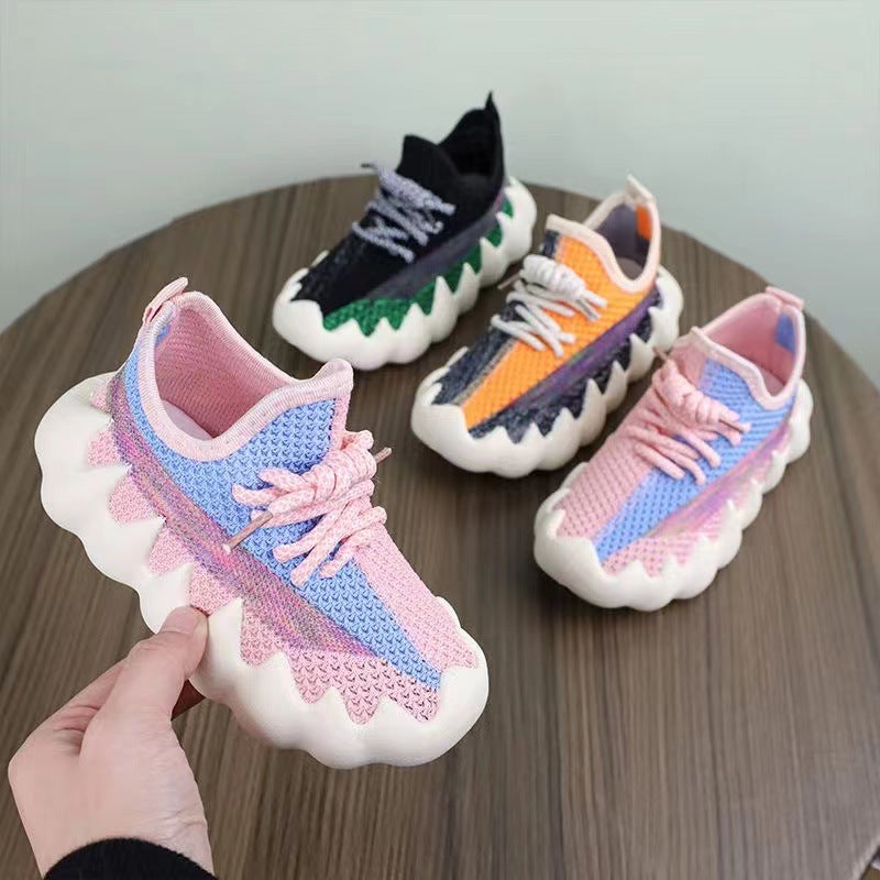 Children's Bottom Lightweight Fashion Octopus Flying Woven Sneakers